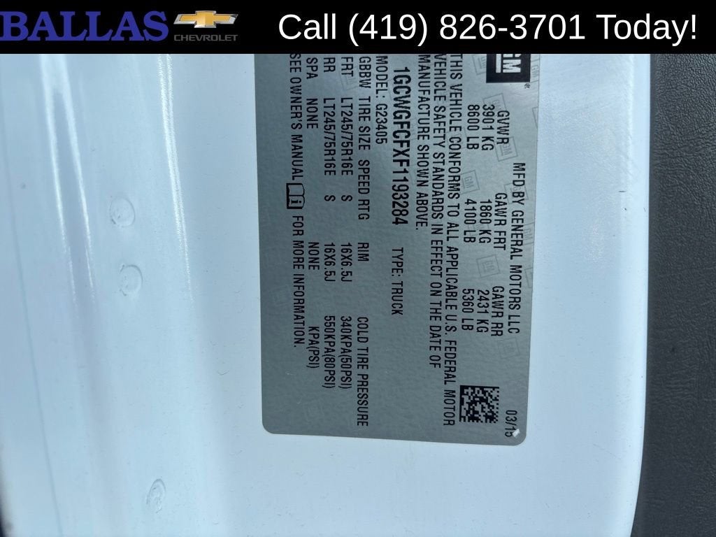 2015 Chevrolet Express Cargo 2500 Work Van