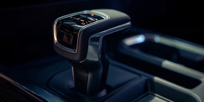 A close-up of the Chevrolet Silverado's gear shift